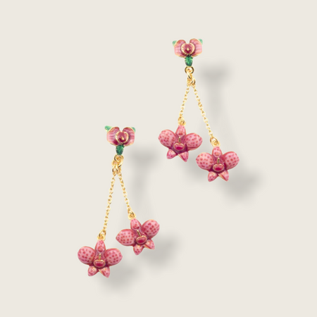 Orchid Pink Earrings on chain by Bill Skinner - The Hirst Collection