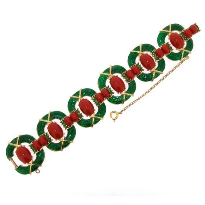 Trifari L’Orient Collection Green Carnelian Vintage Bracelet - The Hirst Collection