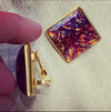 Yves Saint Laurent Dichroic glass clip on earrings in pink amber - The Hirst Collection