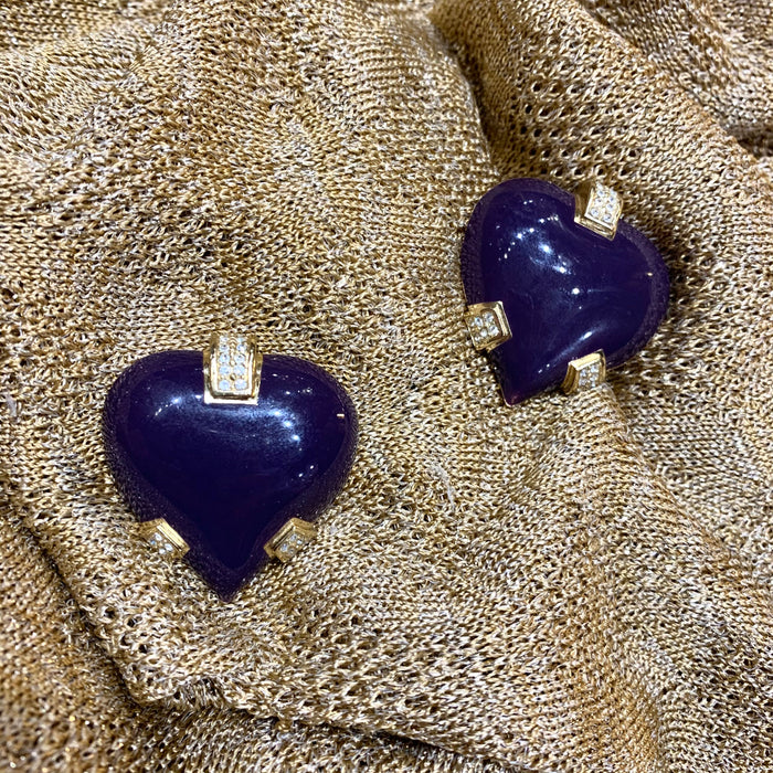 Dior heart purple clip on earrings - The Hirst Collection