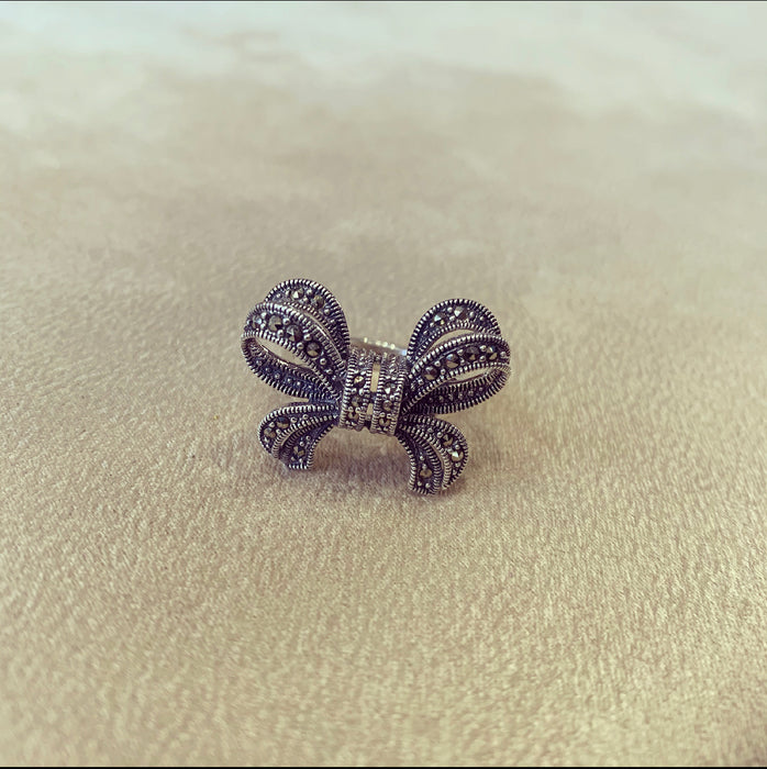 Bow ring in Silver Marcasite - The Hirst Collection