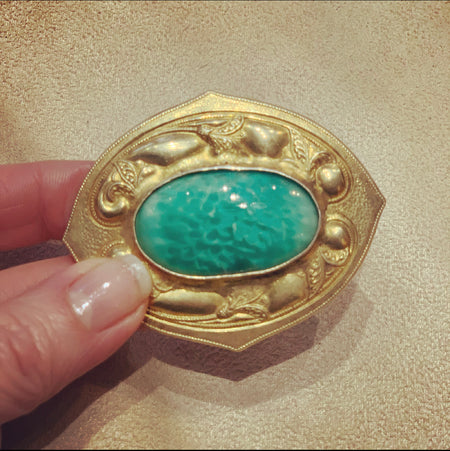 Art Nouveau Jade Green brooch - The Hirst Collection