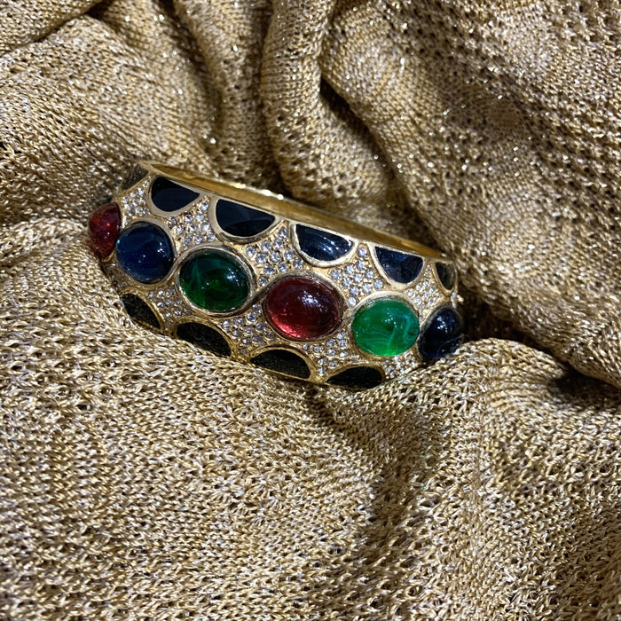 Vintage Ciner Bracelet with Multi Coloured stones and Black Enamel - The Hirst Collection