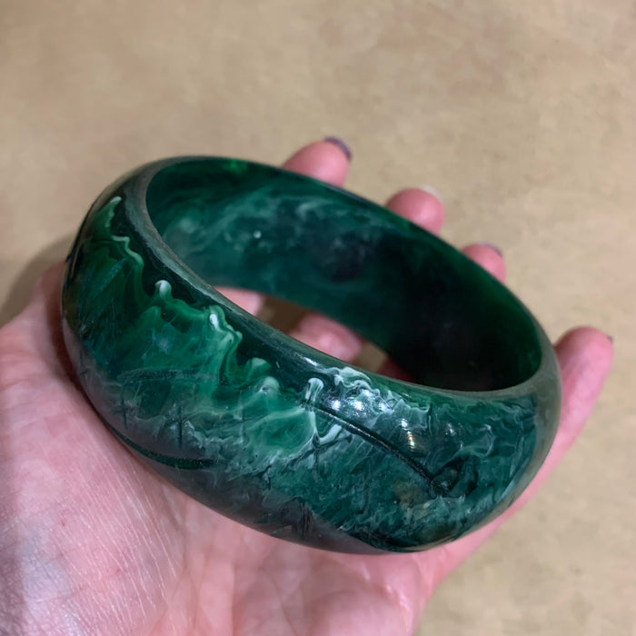 Extra large wide duchess bangle in deep green  by Splendette - The Hirst Collection