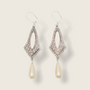 Art Deco Pearl Drop Hoop Earrings Vintage Bride  Wedding - The Hirst Collection