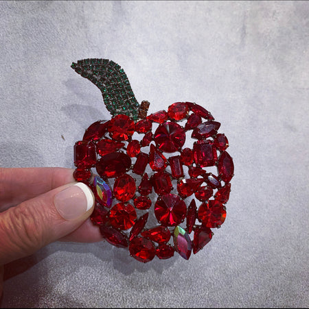 Cristobal Large Red Apple crystal brooch - The Hirst Collection