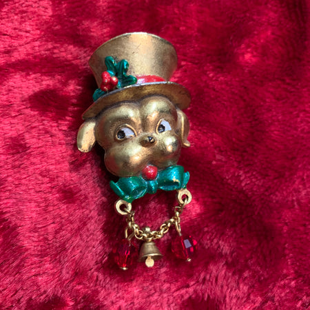 Christmas Dog with Top hat by Butler and Wilson - The Hirst Collection