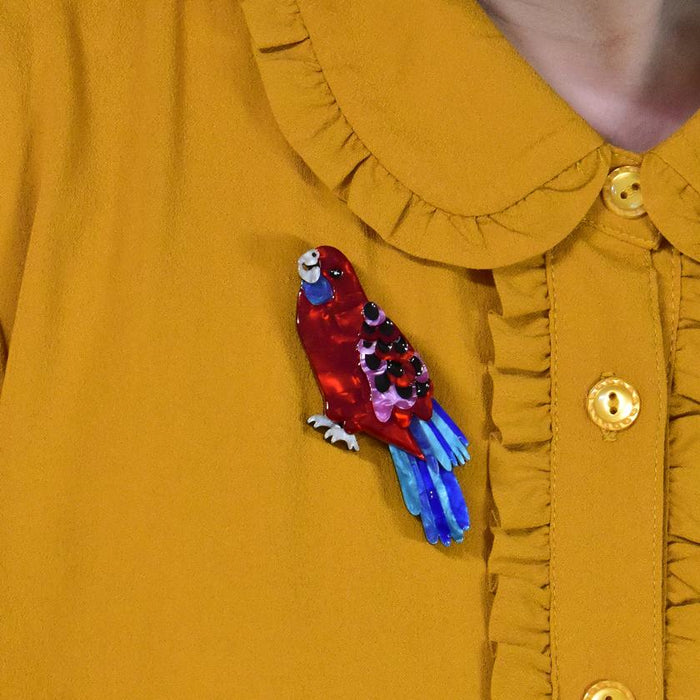Erstwilder Everything’s Rosie Rosella bird brooch - The Hirst Collection