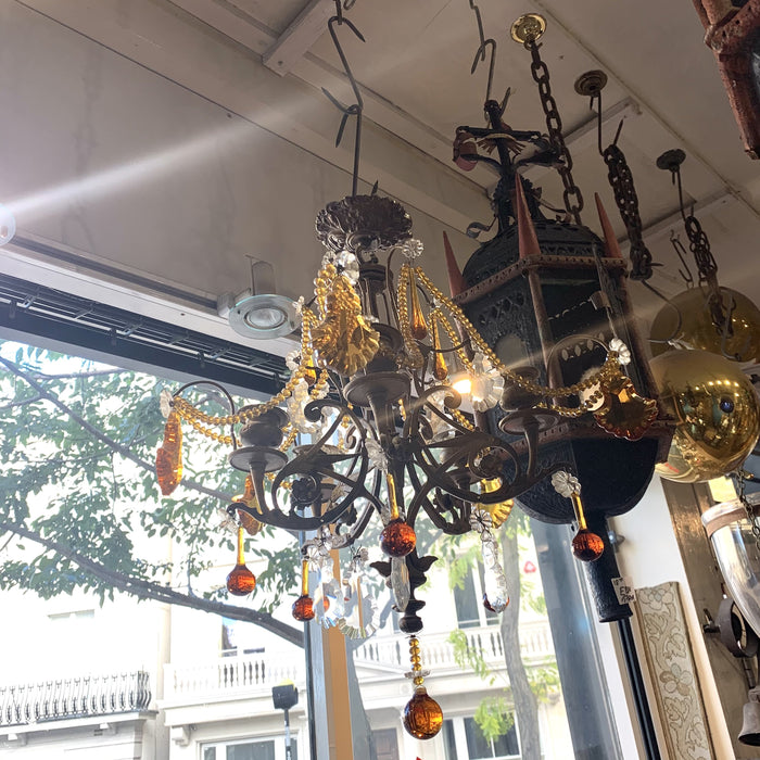 Antique Amber glass drop Chandelier. - The Hirst Collection