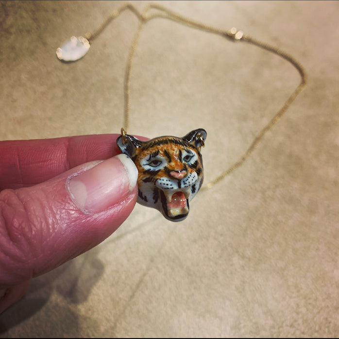 Roaring Tiger necklace by And Mary in porcelaine - The Hirst Collection