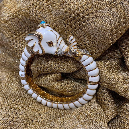 Kenneth Jay Lane White Elephant Bracelet - The Hirst Collection