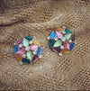 Multi coloured symmetrical vintage clip on earrings in - The Hirst Collection