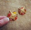 Chunky Amber Yellow Vintage Clip on  Earrings - The Hirst Collection