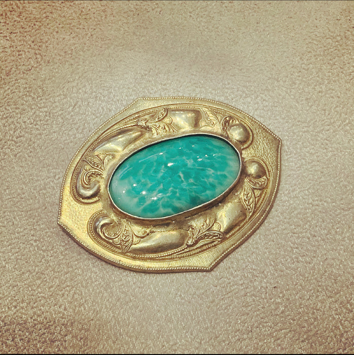 Art Nouveau Jade Green brooch - The Hirst Collection