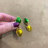 Rima Ariss Green Yellow Foil Glass Clip On Drop earrings - The Hirst Collection