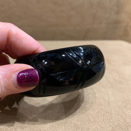 Splendette black wide carved bangle - The Hirst Collection