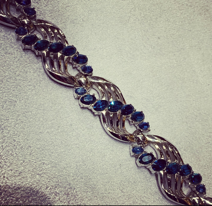 Sapphire Blue Wave Vintage Trifari Bracelet - The Hirst Collection