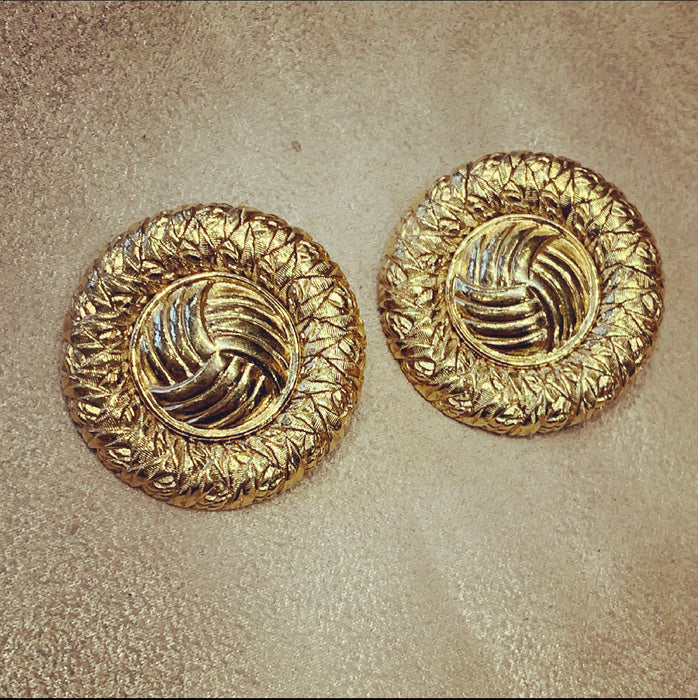 Yves Saint Laurent Gold disc vintage earrings - The Hirst Collection