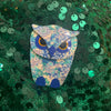 Lea Stein Blue Floral Buba Owl. - The Hirst Collection
