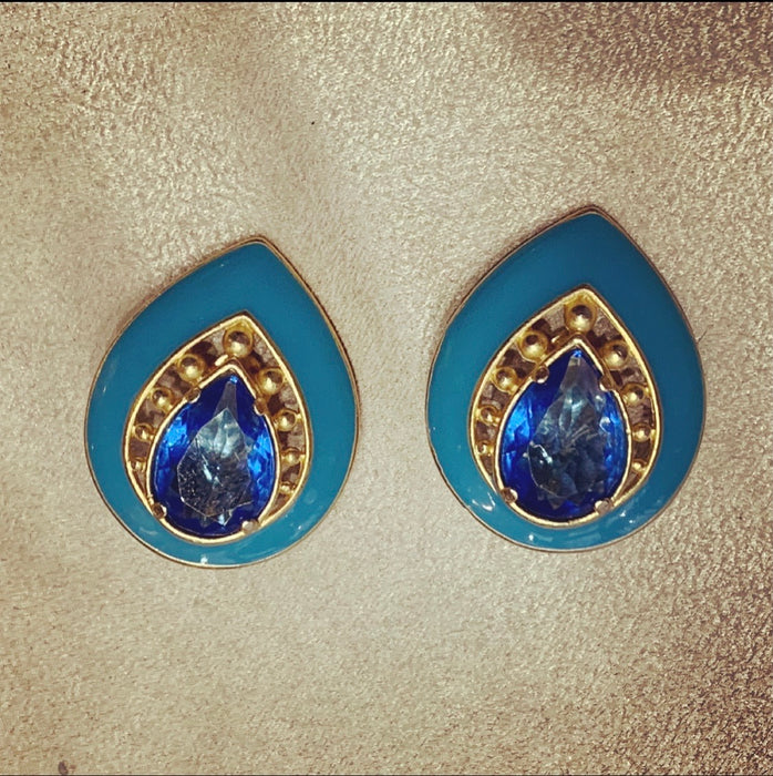 Yves Saint Laurent Turquoise blue clip on earrings - The Hirst Collection