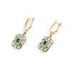 Art Deco emerald crystal gold drop earrings by Bill Skinner - The Hirst Collection