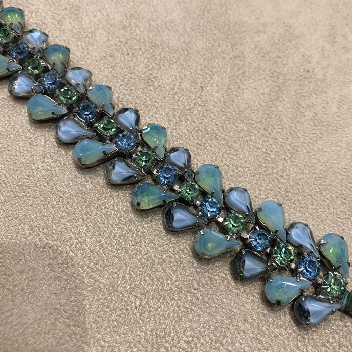 Kramer Blue Green Givre glass Vintage Bracelet - The Hirst Collection
