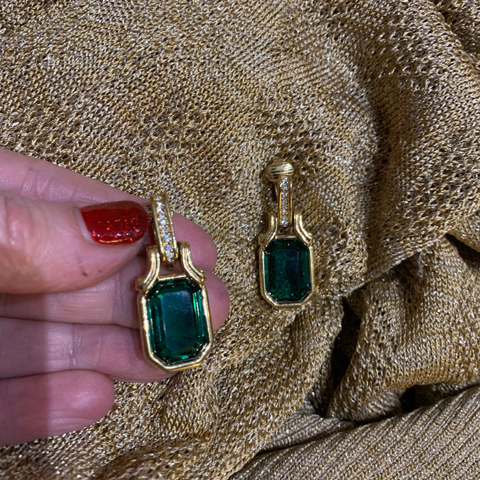 Dior emerald square cut earrings