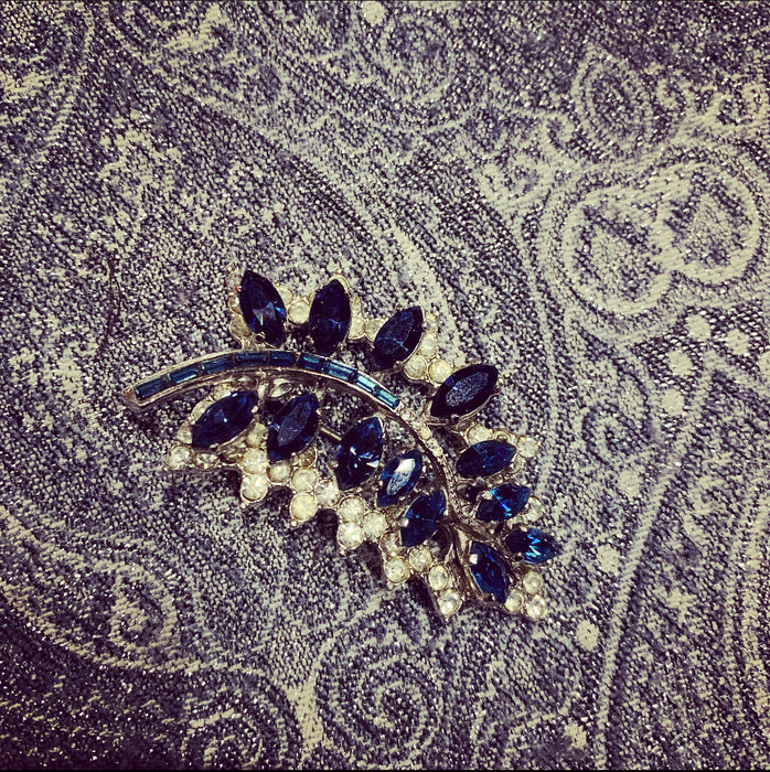 Mitchel Maer Sapphire  blue vintage brooch