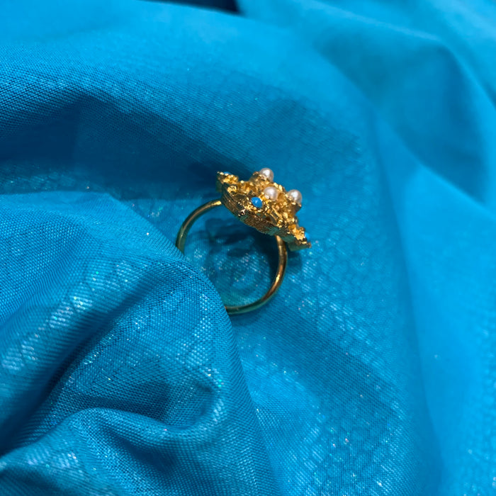 Vintage Turquoise Pearl ring 2