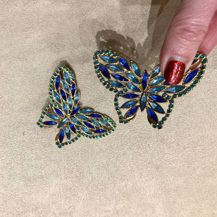 Yves Saint Laurent Very large blue butterfly earrings - The Hirst Collection