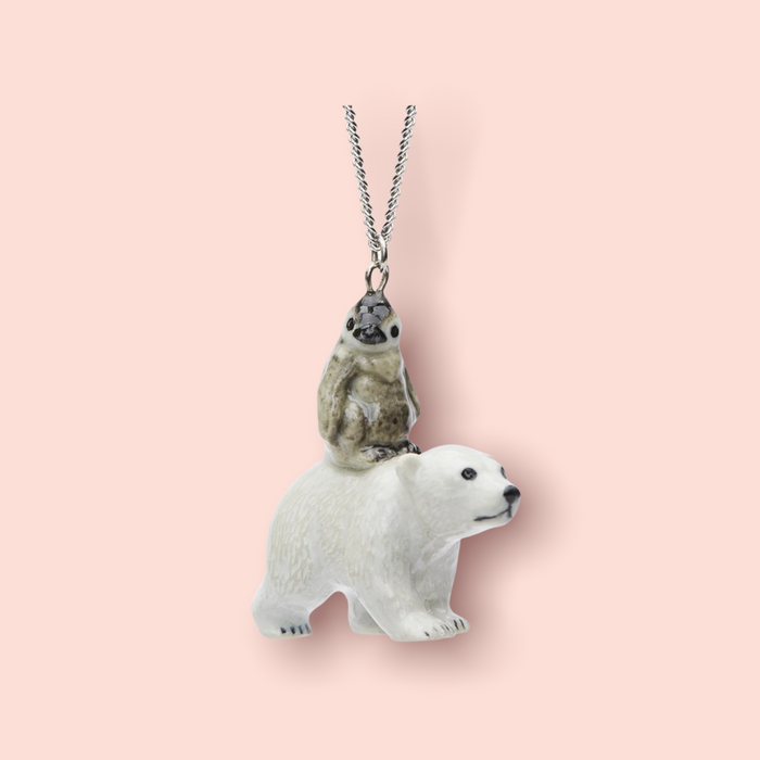 Baby Penguin and Polar Bear Pendant Necklace by And Mary Jo