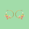 Pink Cherry Blossum flower hoop earrings by Bill Skinner - The Hirst Collection