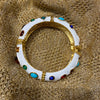 Kenneth Jay Lane white multi coloured bangle - The Hirst Collection