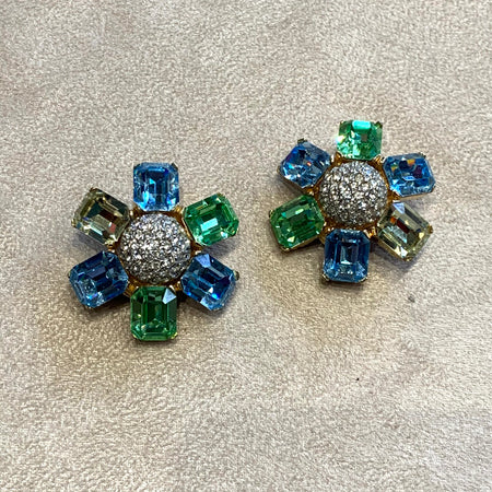 Ciner large pastel clip on earrings - The Hirst Collection