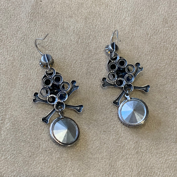 Askew London Skull Earrings Large Silver Glass Chandelier Pierced Unsigned - The Hirst Collection
