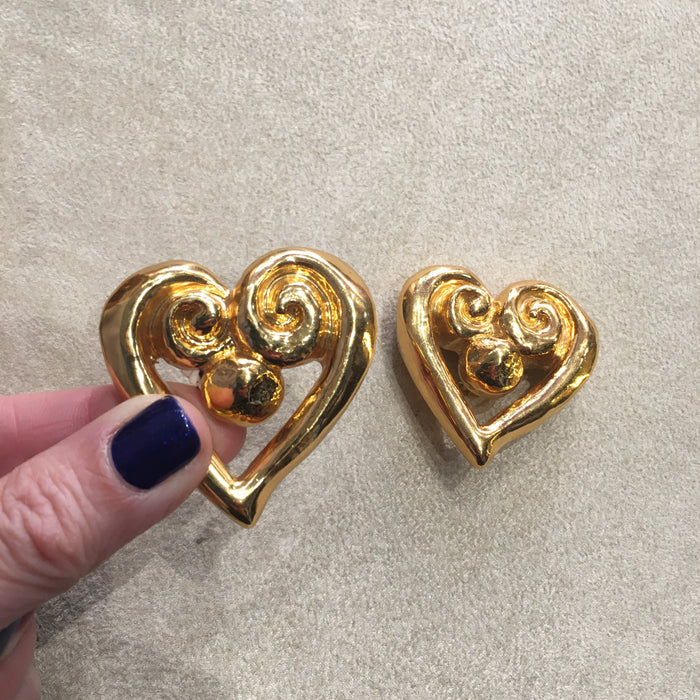 Christian Lacroix Gold Heart Earrings - The Hirst Collection