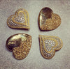 Crystal double  heart vintage gold clip on earrings - The Hirst Collection