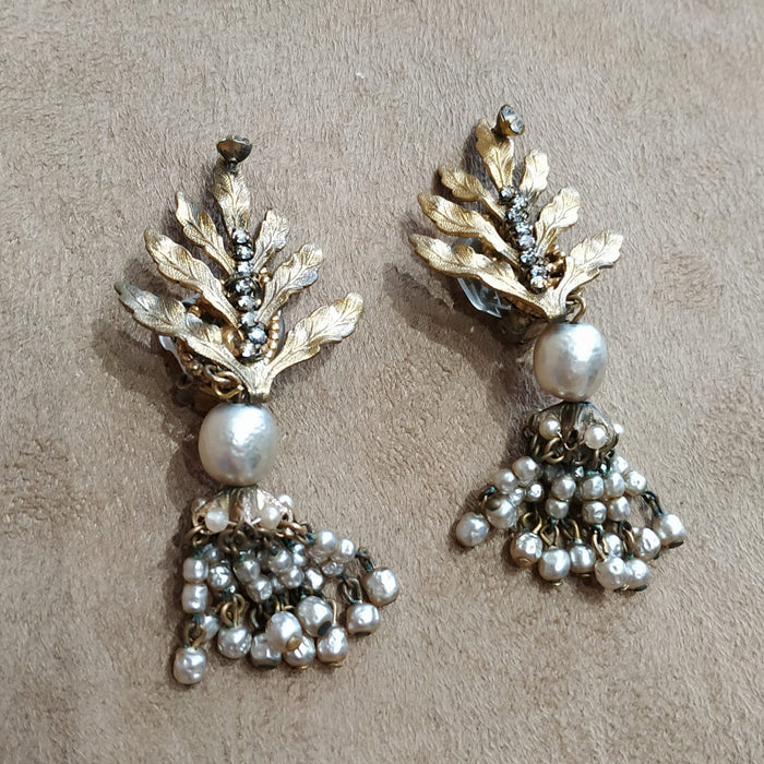 Miriam Haskell Pearl Leaf earrings