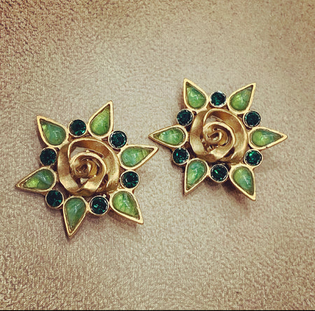 Guy Laroche Mint Jade Green clip on earrings - The Hirst Collection