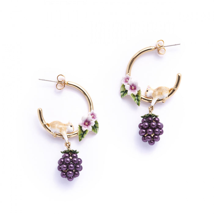 Blackberry and Mouse Hoop earrings - The Hirst Collection