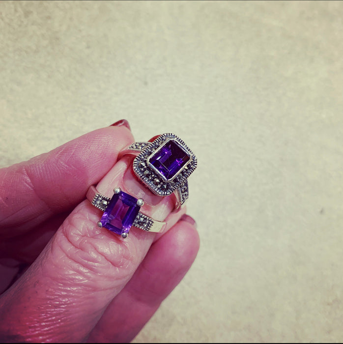 Square Amethyst Silver Ring - The Hirst Collection