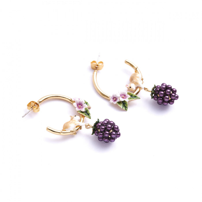 Blackberry and Mouse Hoop earrings - The Hirst Collection