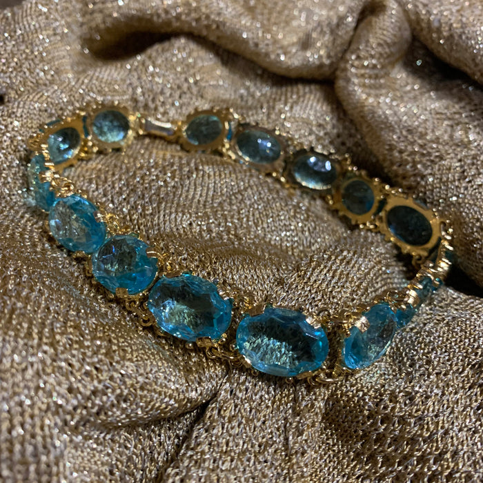 Vintage Aqua blue  glass Choker Necklace