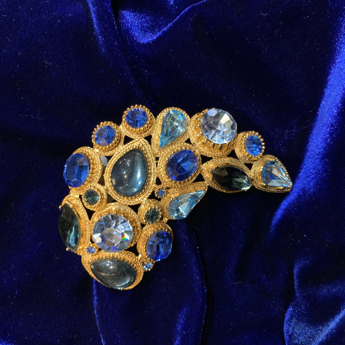 Vintage Blue Crescent brooch by Sphinx