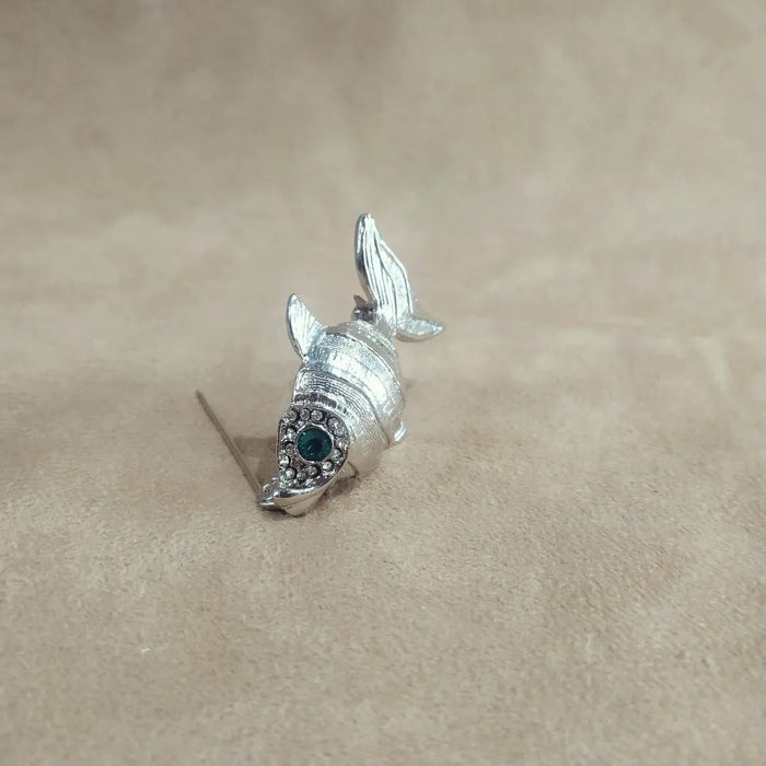 Vintage Silver fish brooch