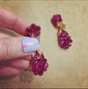 Vintage Trifari Pink Berry Drop Earrings - The Hirst Collection