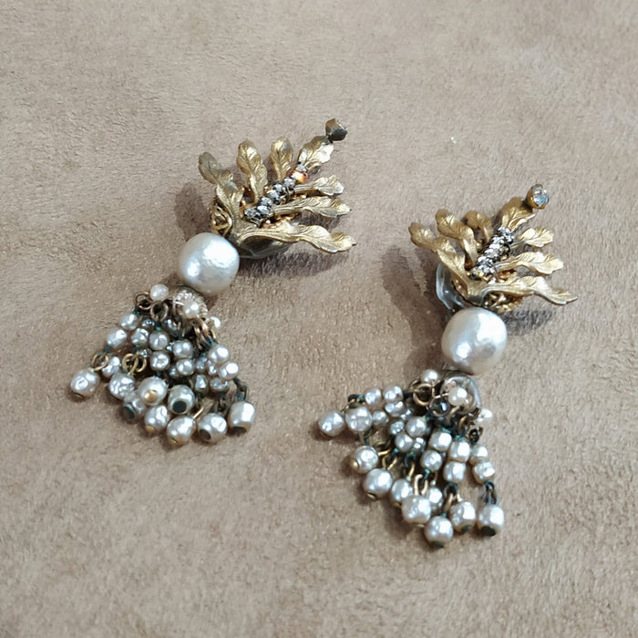Miriam Haskell Pearl Leaf earrings