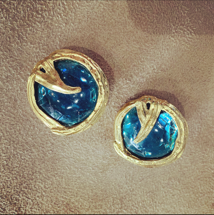 Yves Saint Laurent Vintage blue earrings - The Hirst Collection