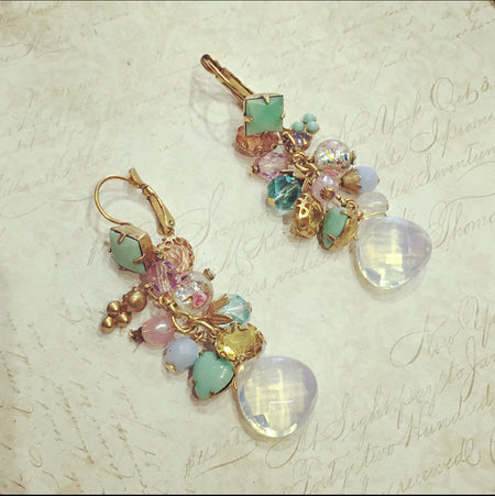 Askew London pastel Crystal charm drops earrings - The Hirst Collection