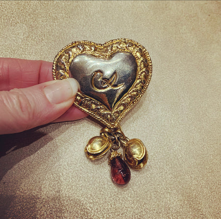 Christian Lacroix Heart charm brooch - The Hirst Collection